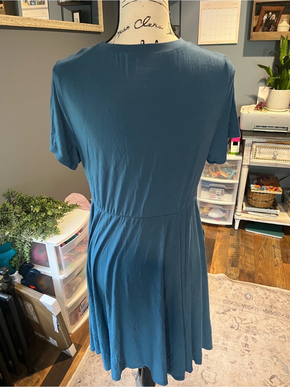 Torrid Dress 0 Super Soft Stretch Jersey Knit Plus Size 0 Teal Side Pockets - Picture 8 of 9